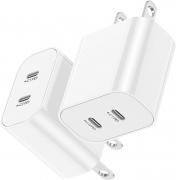 USB C Fast Charger Block,USB C Charging Block 2-Pack Type C 2in1 Dual Ports Plug Wall Charger, Fast Type C Charger for iPhone 17 Pro Max/17 Pro/17 Air/16 Pro Max/15/14/13/12/11/Xs Max/XR/X,iPad